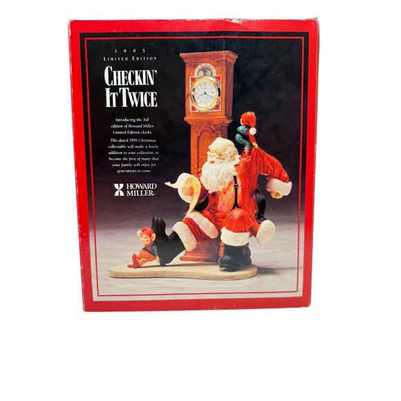 Howard Miller Santa Clock Checkin It Twice Elves List Clock Ltd Ed 1995 Vtg - Picture 10 of 13